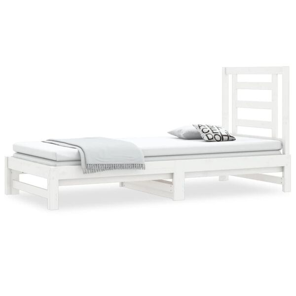 vidaXL Estrutura sof&aacute;-cama de puxar 2x(90x190) cm pinho maci&ccedil;o branco