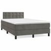 vidaXL Cama boxspring com colch&atilde;o 120x190 cm veludo cinzento-escuro
