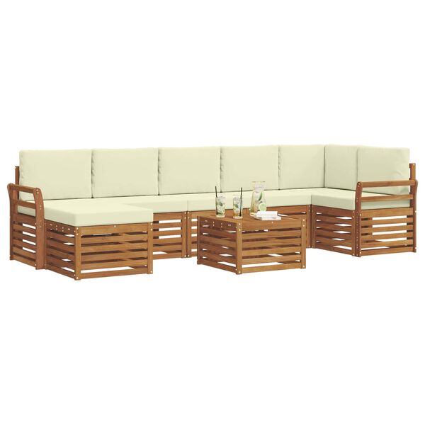 vidaXL Conjunto de Sof&aacute; Sectional com almofada 8 pcs Natural e Creme