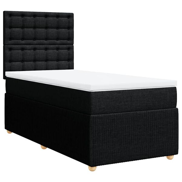 vidaXL Cama com molas/colch&atilde;o 90x190 cm tecido preto