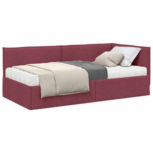 vidaXL Estrutura de Cama de Canto com Colch&atilde;o 2 unid. Vinho Vermelho