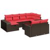 vidaXL 11 pcs conjunto sof&aacute;s de jardim c/ almofad&otilde;es vime PE castanho