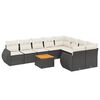 vidaXL 10 pcs conjunto sof&aacute;s de jardim c/ almofad&otilde;es vime PE preto