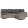 vidaXL 5 pcs conjunto lounge de jardim c/ almofad&otilde;es vime PE cinzento