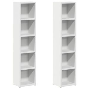 vidaXL Arm&aacute;rios para CD 2 pcs 21x16x93,5 cm contraplacado branco