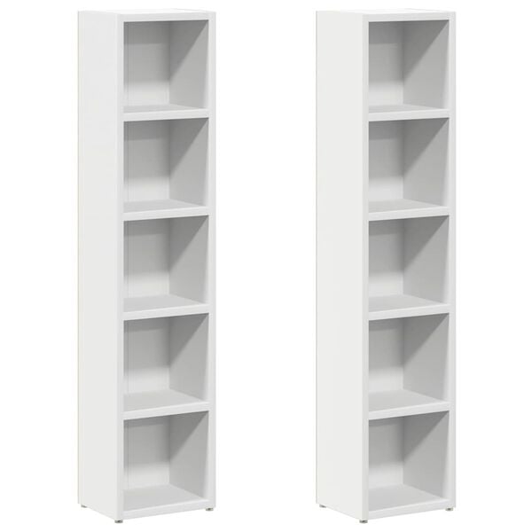 vidaXL Arm&aacute;rios para CD 2 pcs 21x16x93,5 cm contraplacado branco