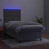 vidaXL Cama box spring c/ colch&atilde;o/LED 90x190 cm veludo cinzento-claro