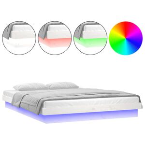 vidaXL Estrutura cama king size c/ luzes LED 150x200cm madeira maci&ccedil;a