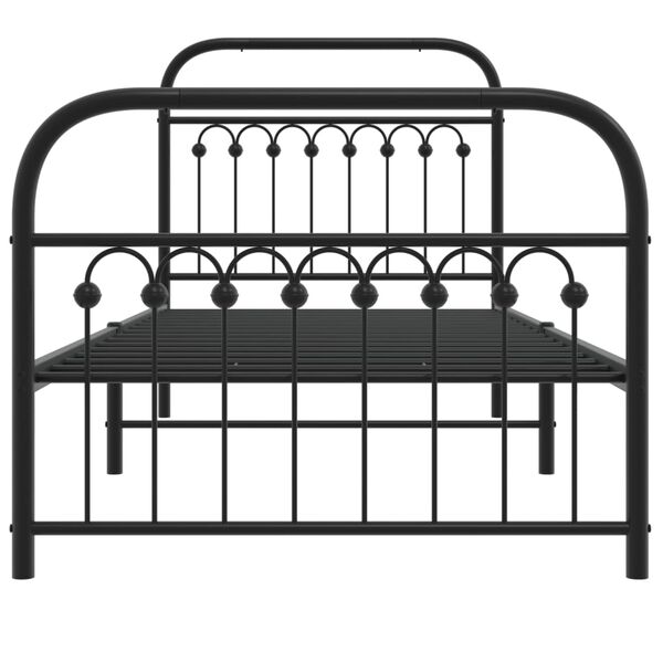 vidaXL Estrutura de cama com cabeceira e pés 90x190 cm metal preto