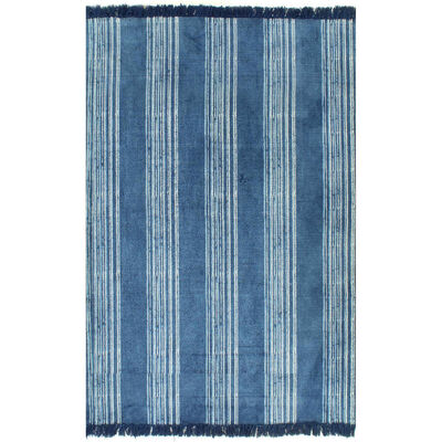 vidaXL Tapete Kilim 160x230 cm com padrão algodão azul