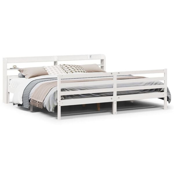 vidaXL Estrutura de cama c/ cabeceira sem colch&atilde;o 200x200 cm branco
