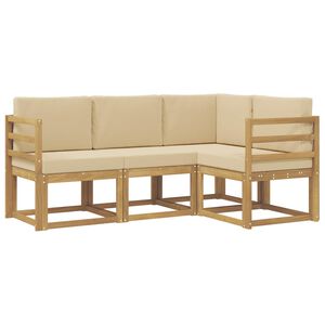 vidaXL Conjunto de Sof&aacute;s para Exterior 4 unid. Branco e Bege