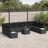 vidaXL Conjunto de Sof&aacute; de Jardim com almofada 11 pcs Preto vime PE