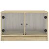 vidaXL Mesa de centro c/ portas de vidro 68x50x42 cm carvalho sonoma