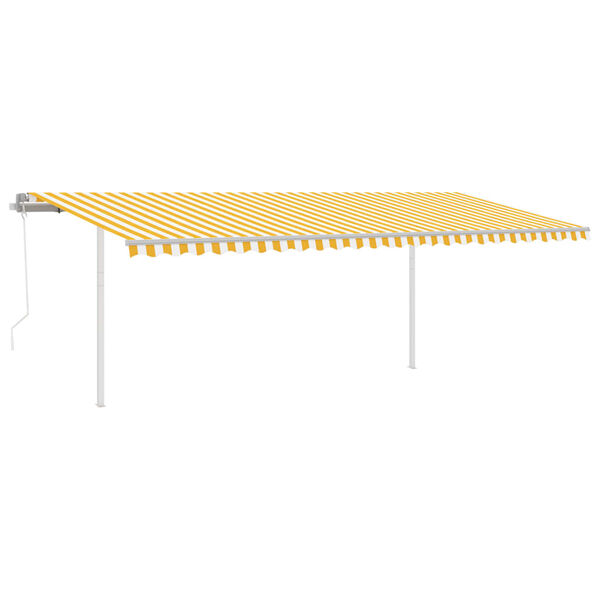 vidaXL Toldo retr&aacute;til autom&aacute;tico com postes 6x3,5 m amarelo e branco