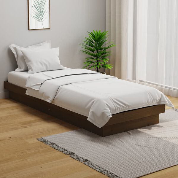 vidaXL Estrutura cama pequena solteiro 75x190 cm madeira castanho mel