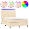 vidaXL Cama box spring c/ colch&atilde;o e LED 140x190 cm tecido cor creme