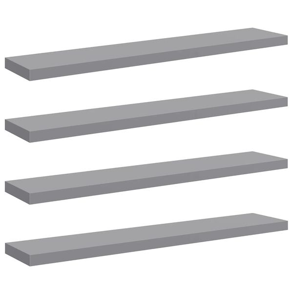 vidaXL Prateleiras de parede suspensas 4 pcs 120x23,5x3,8cm MDF cinza
