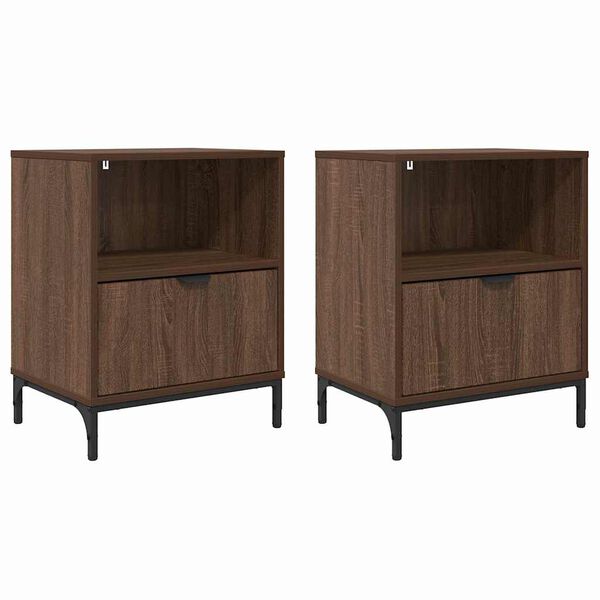 vidaXL Arm&aacute;rio de Cabeceira 2 pcs Carvalho castanho 49 x 36 x 61 cm