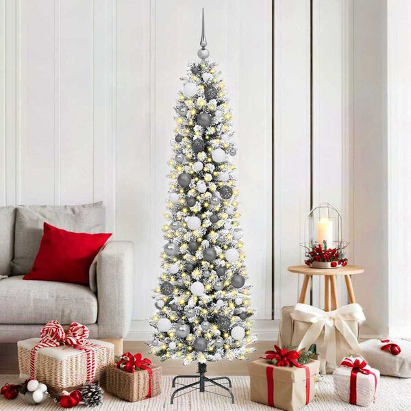 vidaXL &Aacute;rvore de Natal Artificial Branco 180 cm PVC, Metal e Pl&aacute;stico