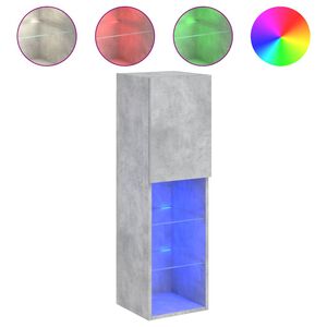 vidaXL M&oacute;vel de TV com luzes LED 30,5x30x102 cm cinzento cimento