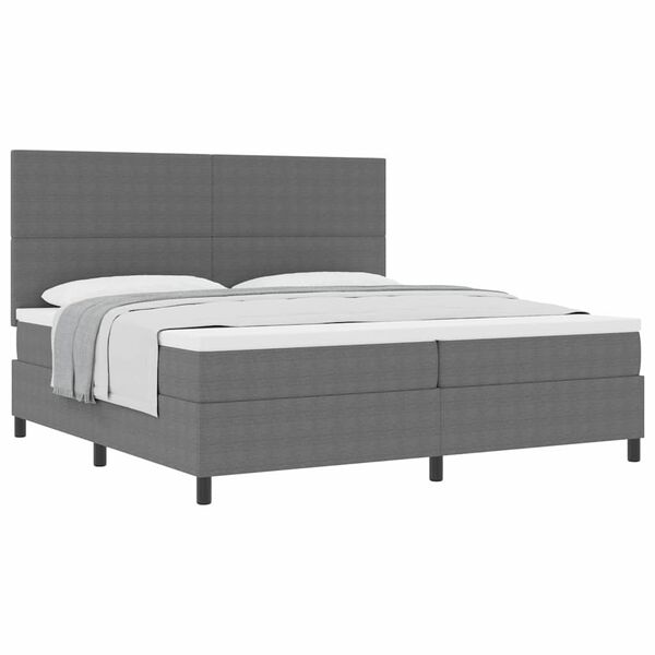 vidaXL Cama Box com cabeceira Cinza Claro e Branco 200 x 200 cm