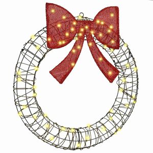 vidaXL Guirlanda com 60 LEDs Branco quente 76 x 76 x 8 cm Vime