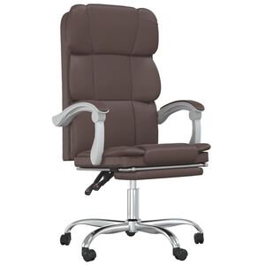 vidaXL Cadeira de escrit&oacute;rio reclin&aacute;vel couro artificial castanho