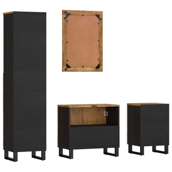 vidaXL 4 pcs conj. móveis p/ casa de banho madeira de mangueira maciça