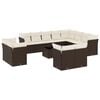 vidaXL 13 pcs conjunto sof&aacute;s p/ jardim c/ almofad&otilde;es vime PE castanho