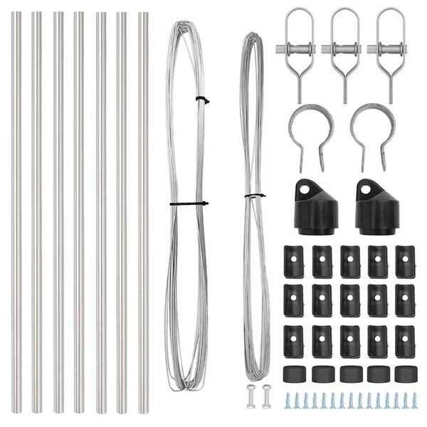 vidaXL Poste de Cerca 7 pcs Prateado A&ccedil;o