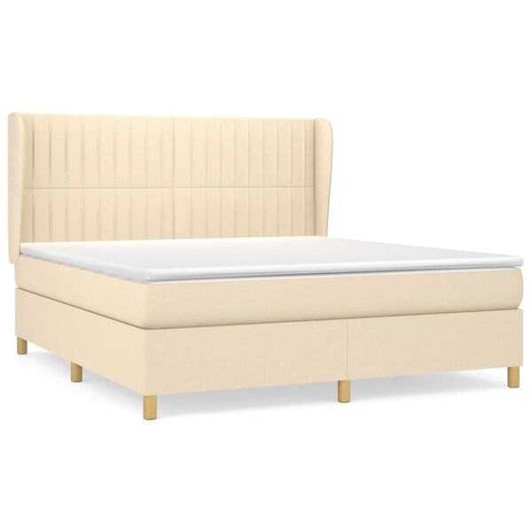 vidaXL Cama com molas/colch&atilde;o 180x200 cm tecido cor creme