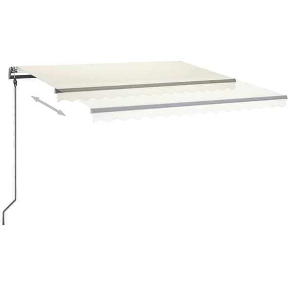 vidaXL Toldo autom&aacute;tico c/ LED e sensor de vento 4,5x3 m cor creme