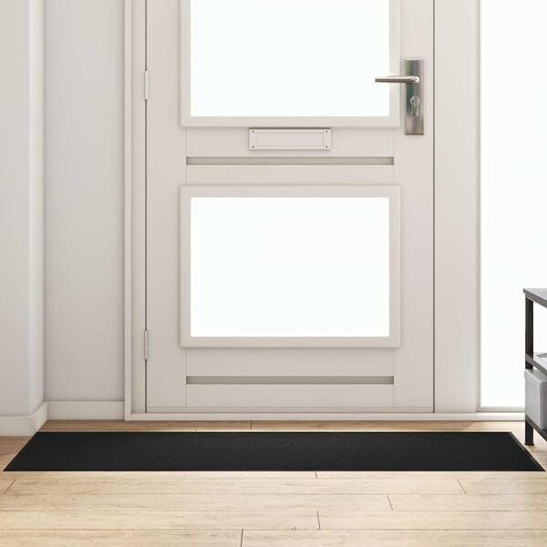 vidaXL Tapete de Entrada Preto 60 x 180 cm Polipropileno e vinil