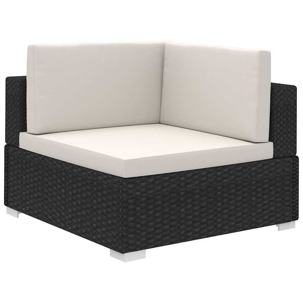 vidaXL 8 pcs conjunto lounge de jardim c/ almofadões vime PE preto