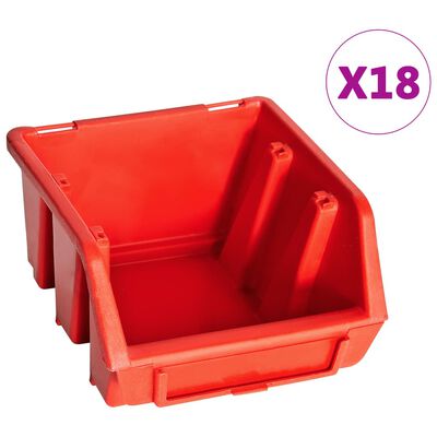 vidaXL 32 pcs kit caixas arrumação com painéis parede vermelho e preto