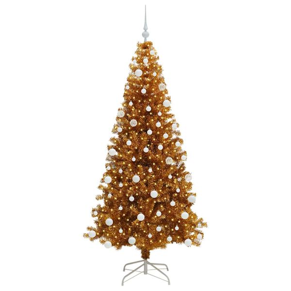 vidaXL &Aacute;rvore de Natal com 300 LEDs com suporte Ouro 180 cm PET