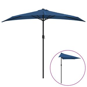 vidaXL Guarda-sol c/ poste alum&iacute;nio semicircular 270x144x222 cm azul