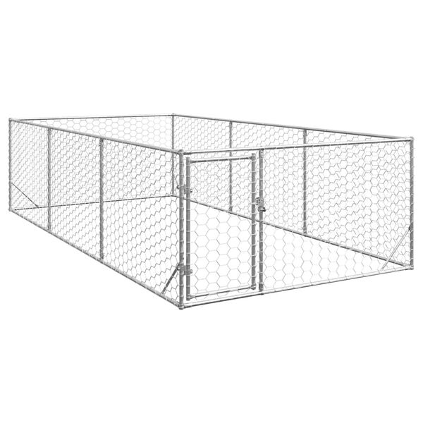 vidaXL Canil para cães ao ar livre com porta 2x4x1 m aço galvanizado