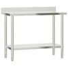 vidaXL Mesa cozinha rebordo antissalpicos 110x55x93 cm a&ccedil;o inoxid&aacute;vel