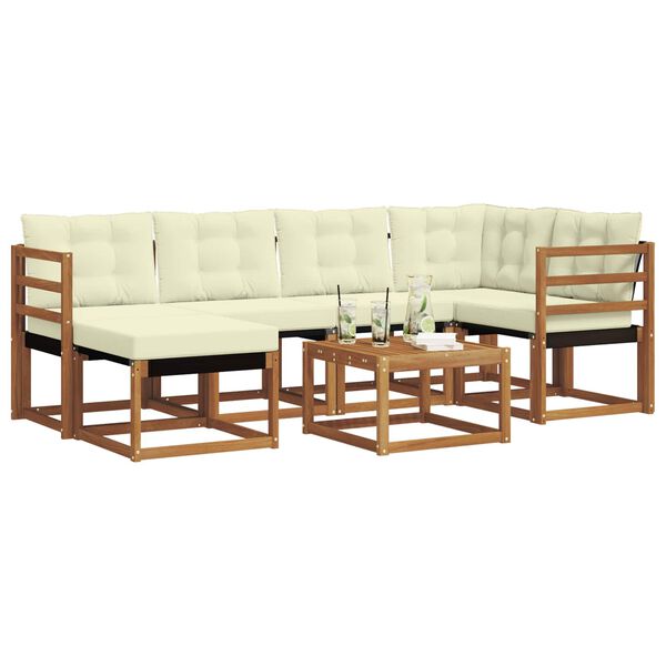 vidaXL Conjunto de Sof&aacute;s para Exterior 7 pcs Natural e Creme