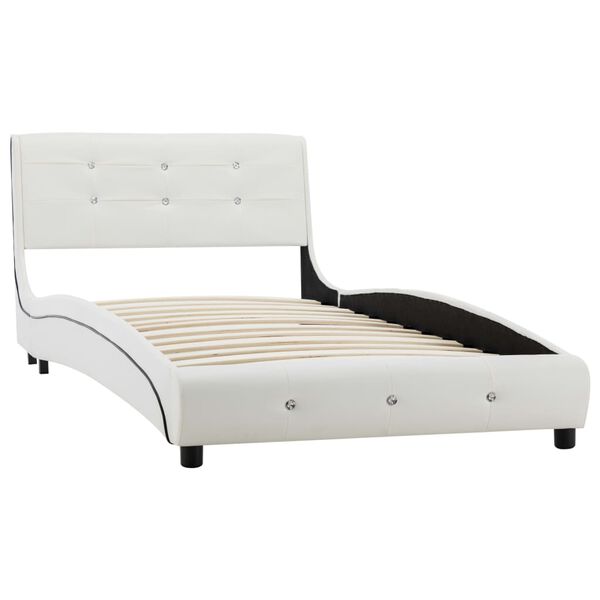 vidaXL Estrutura de cama 90x200 cm couro artificial branco