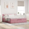 vidaXL Estrutura de cama otomana com colch&atilde;o 200x200 cm veludo rosa