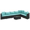 vidaXL 8 pcs conjunto sof&aacute;s de jardim com almofad&otilde;es vime PE preto