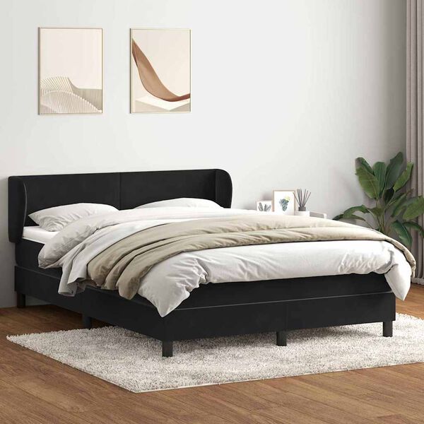vidaXL Cama com molas/colch&atilde;o 160x210 cm veludo preto