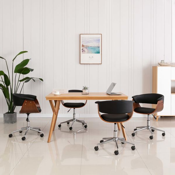 vidaXL Cadeiras de jantar girat&oacute;rias 4 pcs couro artificial preto