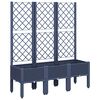 vidaXL Vaso/floreira de jardim c/ treli&ccedil;a 120x40x142 cm PP cinzento azul
