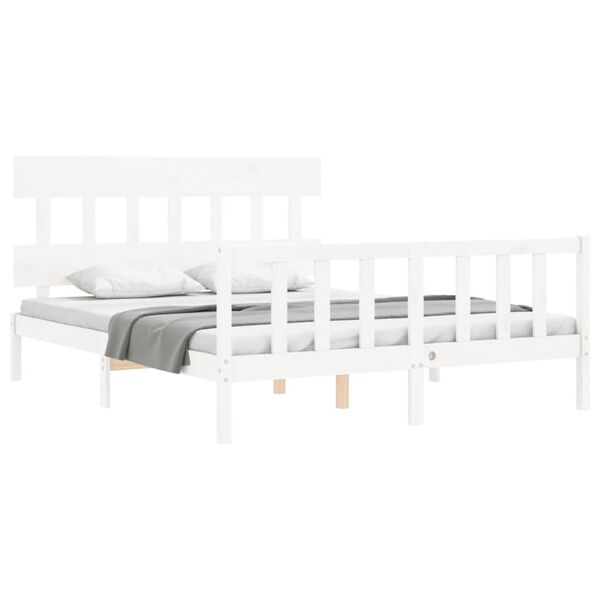 vidaXL Cama sem colch&atilde;o 160x200 cm madeira de pinho maci&ccedil;a branco