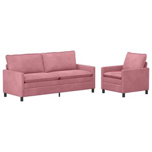 vidaXL Conjunto de Sof&aacute;s 2 pcs Rosa Veludo