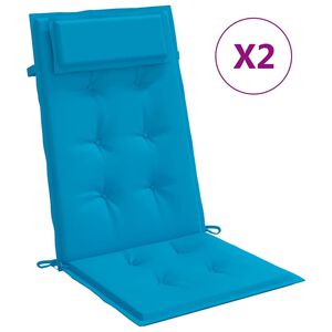 vidaXL Almofad&otilde;es cadeira encosto alto 2 pcs tecido oxford azul-claro